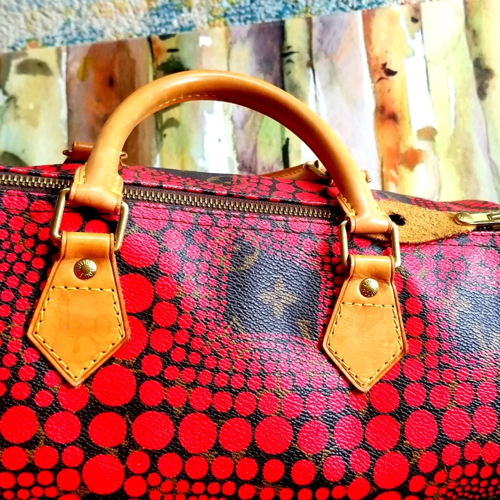 LOUIS VUITTON Speedy 30 Yayoi Kusama 2012 LTD ED Pumpkin Infinity Red Purs Bag - Picture 8 of 16